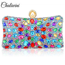 New Shoudler Square shape Women Evening Bag  With Crystal Day Clutch Lady Wallet - £36.35 GBP