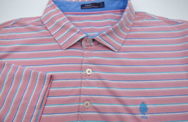 GORGEOUS Johnnie-O Pink/Blue Stripe Cotton Polo Shirt XL 1916 Logo - £35.13 GBP