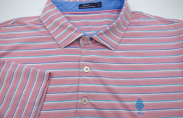 GORGEOUS Johnnie-O Pink/Blue Stripe Cotton Polo Shirt XL 1916 Logo - £35.29 GBP