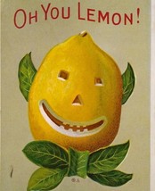 Halloween Postcard Fantasy Anthropomorphic Dressed Lemon Head JOL Man Nash 1910 - £50.13 GBP