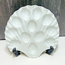 Everyday White Fitz &amp; Floyd Porcelain Shell Shaped Deviled Egg Tray Plate HTF - £26.46 GBP