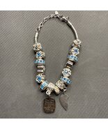 Mother Daughter Silver Tone Multi Charmed Blue Jewel Bracelet - €32,66 EUR