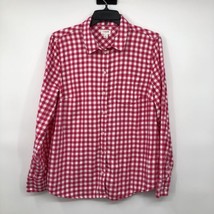 J Crew Blouse Womens L Used Pink Gingham - £12.44 GBP