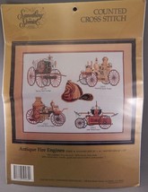 Antique Fire Engines- Counted Cross Stitch Kit- by Something Special- Sealed-NEW - $23.28