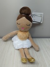 Ballerina soft doll tan skin brown hair bun cream tan plush dress AA or Hispanic - £15.56 GBP