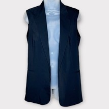 THEORY black wool blend collared open career office vest size 6 minimalist - $48.38