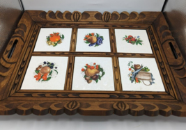 VTG Mexican Hand Carved Wood Serving Tray with Talavera Ceramic Tile Inlay MCM - £44.03 GBP