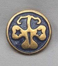 Vintage 1980s Girl Scouts Blue Lapel Clover Pin 3/4&quot; - £7.00 GBP