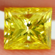 Yellow Diamond Fancy Color Loose Princess Cut 0.90 Carat VS2 Enhanced Polished - £1,022.34 GBP