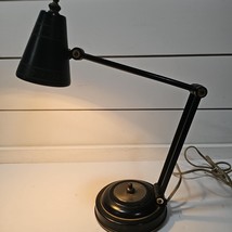 Vtg MCM Heyco Adjustable Table Desk Lamp Black Gold Tilts Tested Working - $525.18 MXN