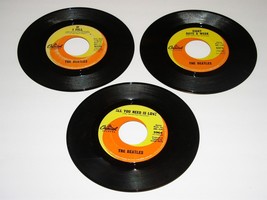 The Beatles 45 Rpm Record Lot Of 3 Vintage Capitol Orange Swirl Labels  - $12.99