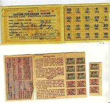1948 European Command Eucom Exchange System Ration Card &amp; Emergency Card... - $59.55