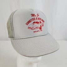 Mr. J&#39;s Corvettes &amp; Auto Body Trucker Hat Cap Snapback Mesh Gray Automotive Cars - £12.11 GBP