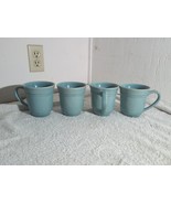 Pottery Barn Cambria Turquoise Coffee Mugs, Set of 4, 12 oz, Portugal Ha... - $39.60