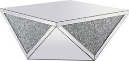 Coffee Table Cocktail Modern Contemporary Square 38-In Clear Crystal - £1,130.27 GBP
