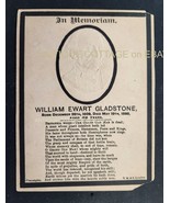 1898 antique WILLIAM EWART GLADSTONE death MEMORIAL CARD prime minister - £98.58 GBP