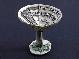 MARTINI GLASS Dollar Origami Cup - Unique Money Gift 4 Bartender Waiter Restaura - £39.92 GBP