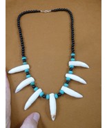 (G157-71) big 1-3/4" GATOR T**TH onyx + turquoise 22" Necklace Alligator... - €121,12 EUR (G157-71) big 1-3/4" GATOR T**TH onyx + turquoise 22" Necklace Alligator... - €121,12 EUR