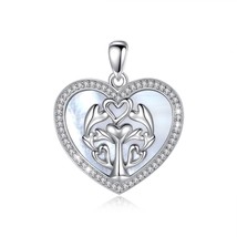 Unique 925 Sterling Silver Tree of life Necklace Mother of Pearl Silver heart pe - £20.71 GBP