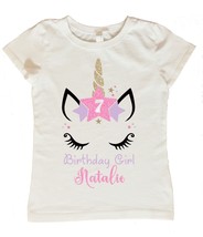 Unicorn Birthday Shirt, Personalized Unicorn Birthday Shirt, Custom Unic... - £14.46 GBP