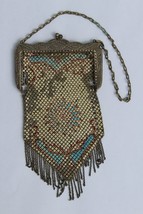 Vintage 1920s Art Deco Mandalian Mfg Co Enamel Mesh Metal Flapper Purse - £47.18 GBP