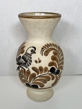 VTG Hand Painted Tonala Mexico Pottery Bird &amp; Floral Pattern 8” Vase - £11.77 GBP