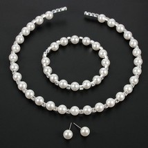 Ted pearl chokers necklace bangle adjustable jewelry set for women bridal wedding party thumb200