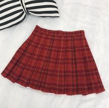 Wool-blend Red Plaid Skirt Plus Size Women Girl Winter Plaid Skirt Outfit image 5