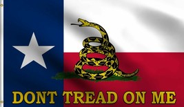 Texas Gadsden Poly Flag 3x5 3&#39;X5&#39; Don&#39;t Tread on Me Tea Party Rattlesnake 100D - £13.62 GBP