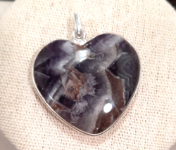 Black Rose Quartz Heart Pendant 15g handcrafted in 925 Sterling Reiki Healing - £29.56 GBP