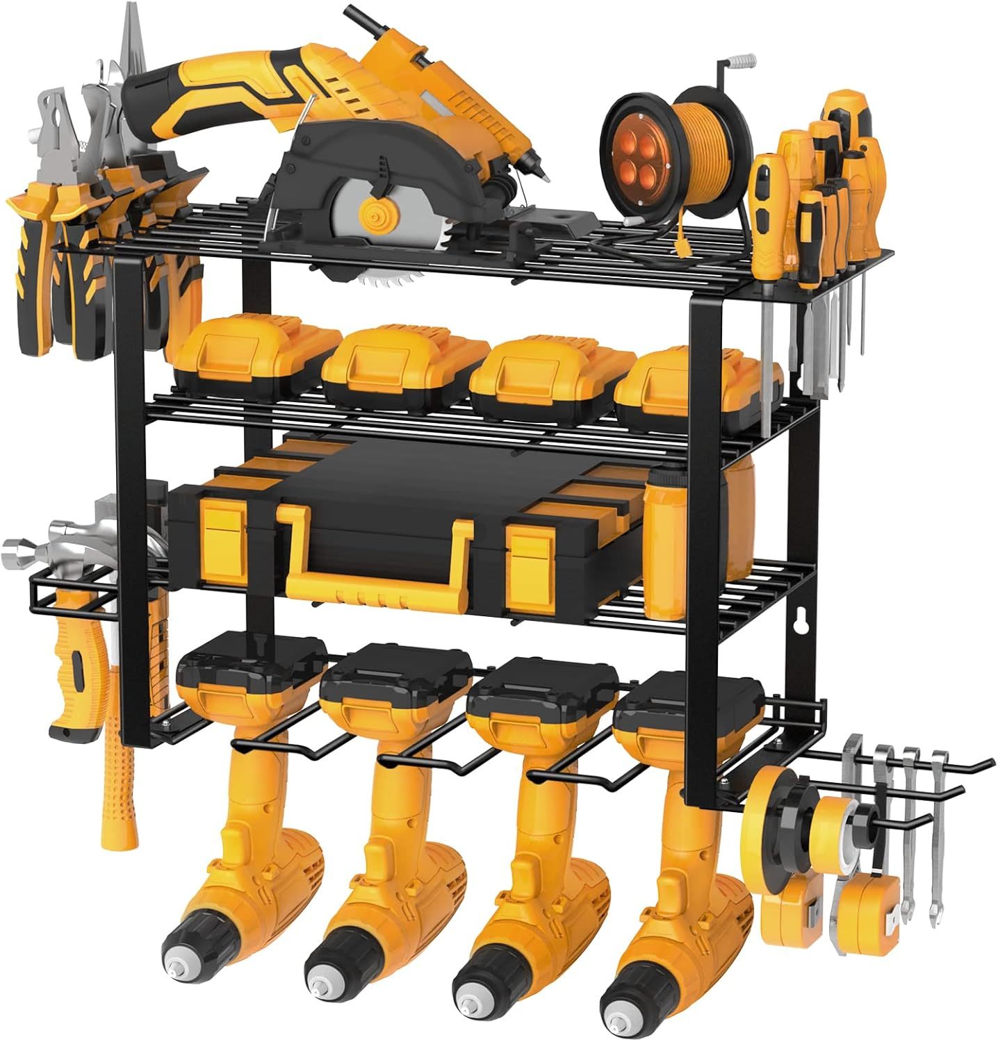 Power Tool Organizer, Drill Holder Wall Mount, 4 Layer Heavy Duty Metal ... - $35.93
