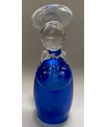 Vintage Glass Paperweight Cobalt Blue &amp; Clear Angel Halo 6 3/4” - $14.69