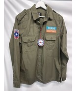 Miami Dolphins Men&#39;s NFL Military Shirt NEW 100% Cotton w Team Logo Patch M - $70.68 CAD
