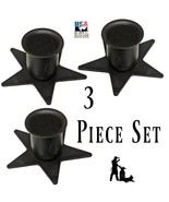 Set of Three (3) STAR WINDOW SILL CANDLE HOLDER - Wrought Iron Metal Sta... - £14.38 GBP