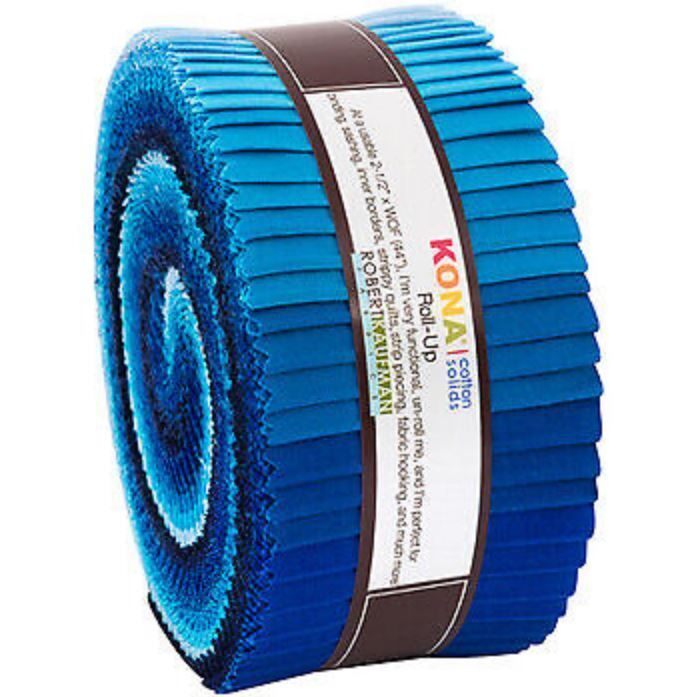 Jelly Roll Kona Cotton Solids Waterfall Palette Blues Fabric Roll-Ups M5... - $30.97