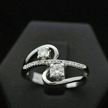 1CT Round Diamond 2-Stone Engagement &amp; Wedding Glamorous Ring 14K White Gold FN - £105.27 GBP
