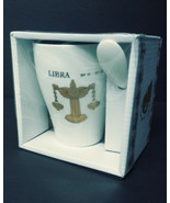 13 Oz Coffee/Tea Mug With Matching Spoon - Golden Horoscope/Zodiac Sign “Libra”  - £19.31 GBP