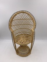 Vintage Mini Wicker Rattan Peacock Chair 15&quot; Tall Doll Plant Stand Decor - £12.66 GBP