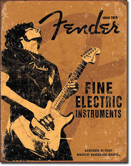 Primary image for Fender Fine Electric Instruments Guitar Rock On Music Musician Metal Sign