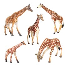 5Pcs 5-7&quot; Realistic Plastic Giraffe Figurines Set, Detailed Textures Wild Animal - £22.38 GBP