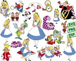 Bundle Alice In Wonderland Svg, Queen of hearts Svg, Alice characters Sv... - $1.99