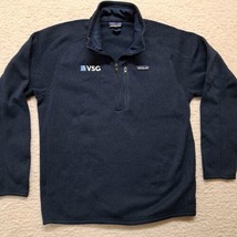 Patagonia Better Sweater 1/4 Zip Pullover Mens Size Large Blue LOGO Used VSG - £25.40 GBP
