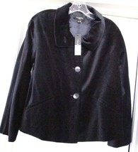 TALBOTS PETITES Jacket Coat RETRO STYLE 100% Cotton Velour BLACK 4P NWT ... - $39.00