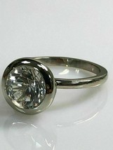 Bague de fiançailles sertie de lunette 1,50 ct diamant rond taille 6 en or... - £192.64 GBP
