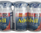 3-Advil Pain Reliever and Fever Reducer 200mg Easy Open Cap - 200 ct EXP... - $22.76
