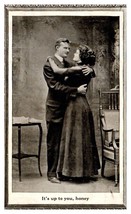 Couple Hugging Black and White Postcard Posted 1914 - £11.69 GBP