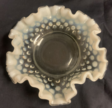 Westmoreland Glass American Hobnail White Opalescent Ruffled Dish 5” - £7.33 GBP