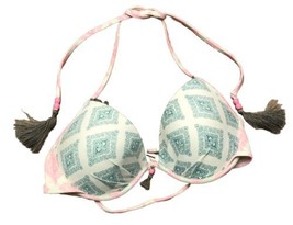 VICTORIA&#39;S SECRET Boho Tassel Underwire Bikini Bra Top Size 32D Blue Pink - $15.72
