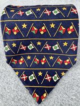 Tommy Hilfiger Nautical Flags 100% Silk Necktie Navy Blue Sailing Mariti... - $25.73