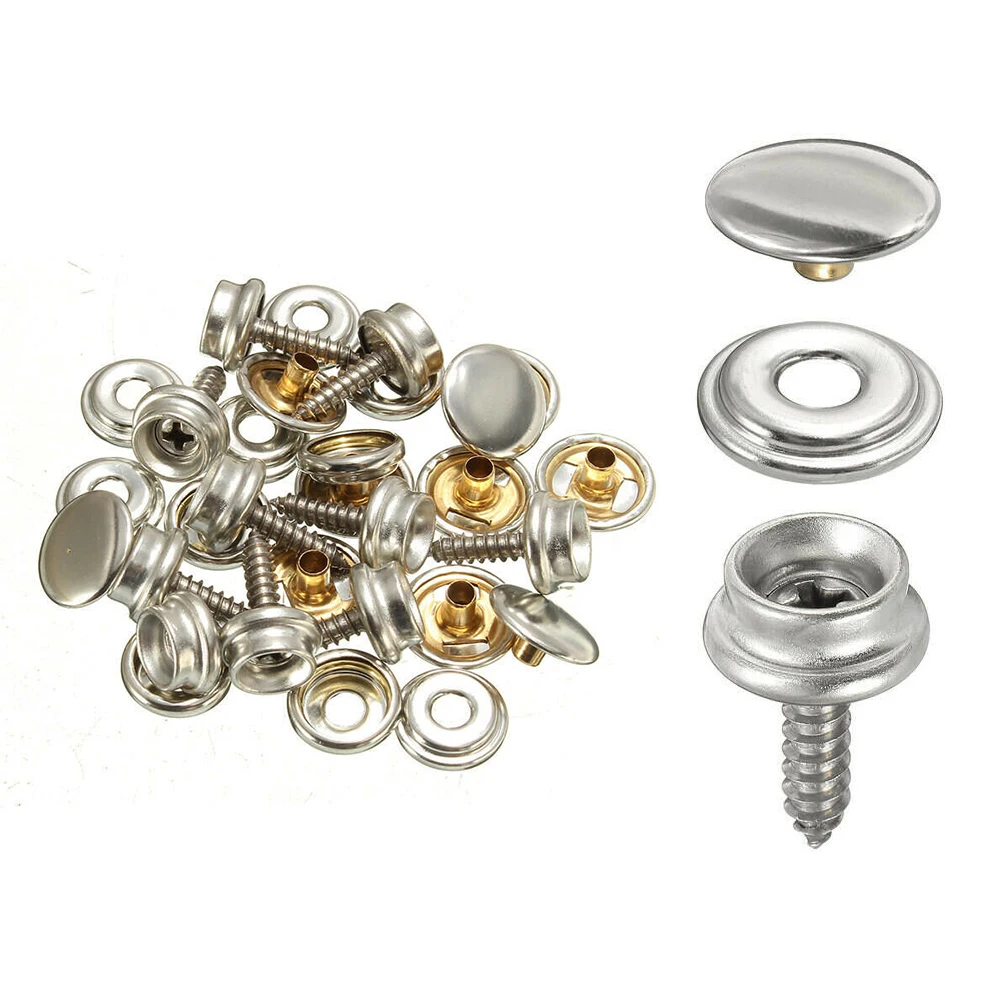 Marine Grade Snap Fastener Stainless Steel Snap Buttons 15mm Snap Kit For Boat - £11.98 GBP